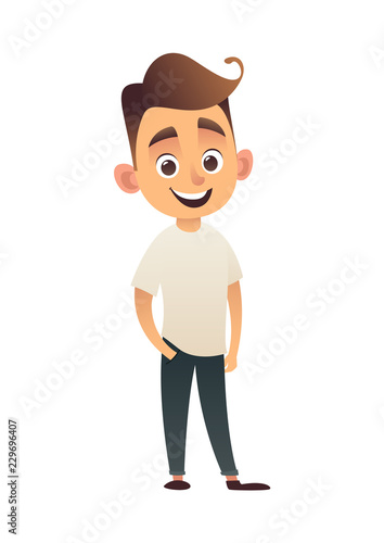 Vector cartoon funny little boy on white background