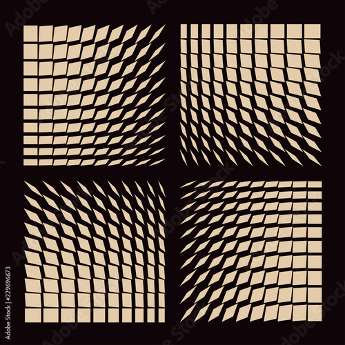 graphic squares wave set pattern in ivory black
