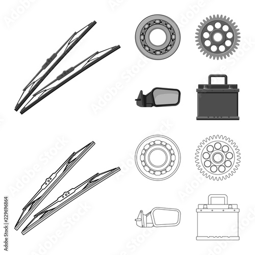 Vector illustration of auto and part symbol. Collection of auto and car stock vector illustration.