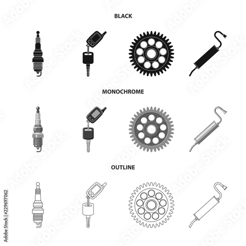 Isolated object of auto and part logo. Set of auto and car stock symbol for web.