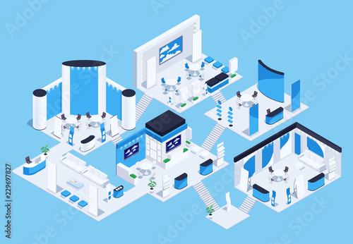 Isometric exhibition hall.
