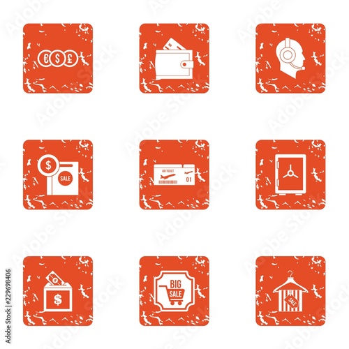 Major sale icons set. Grunge set of 9 major sale vector icons for web isolated on white background
