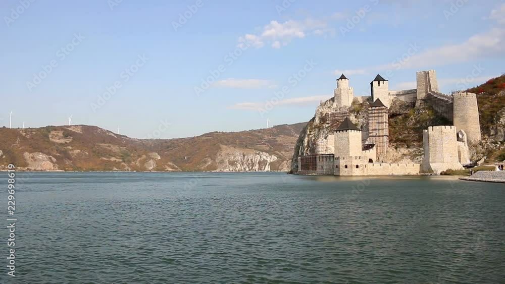 Golubac fortress on Danube autumn season landscape Serbia Golubac fortress on Danube autumn season landscape Serbia