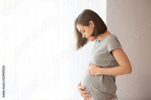Beautiful pregnant woman ne...