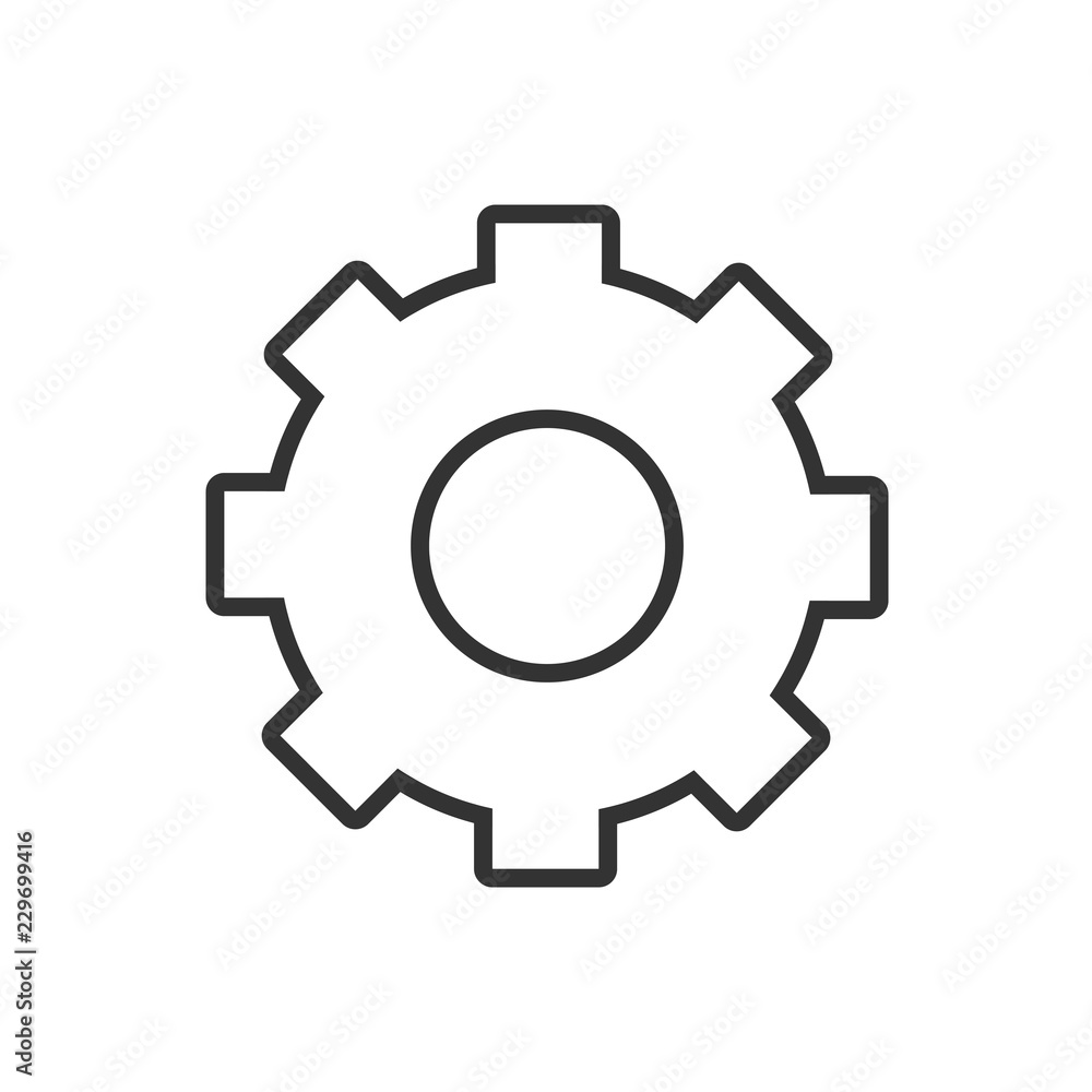 Gear line icon on a white background Gear line icon on a white background