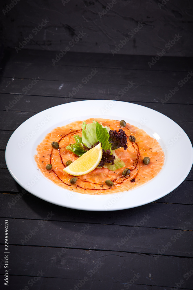 salmon carpaccio with lemon salmon carpaccio with lemon