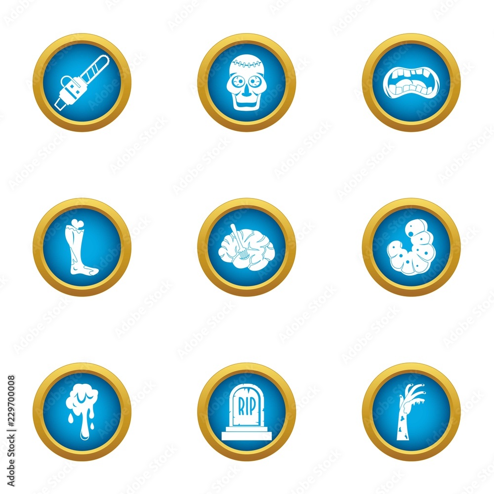 Doom icons set. Flat set of 9 doom vector icons for web isolated on white background