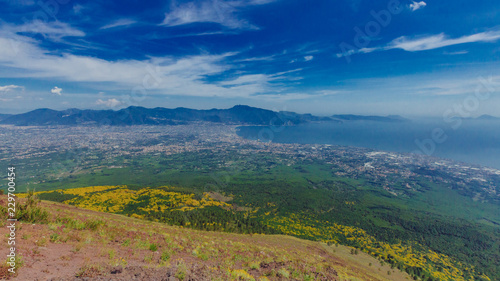 Landscape and Gulf of Naples viewed from Mount Vesuvius, Italy