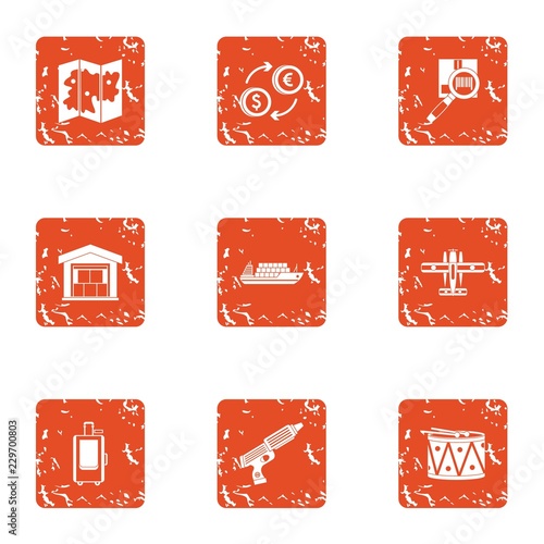 Tenancy icons set. Grunge set of 9 tenancy vector icons for web isolated on white background