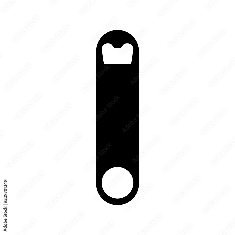 Vector illustration of cap catcher beer opener. Black silhouette, white background Vector illustration of cap catcher beer opener. Black silhouette, white background