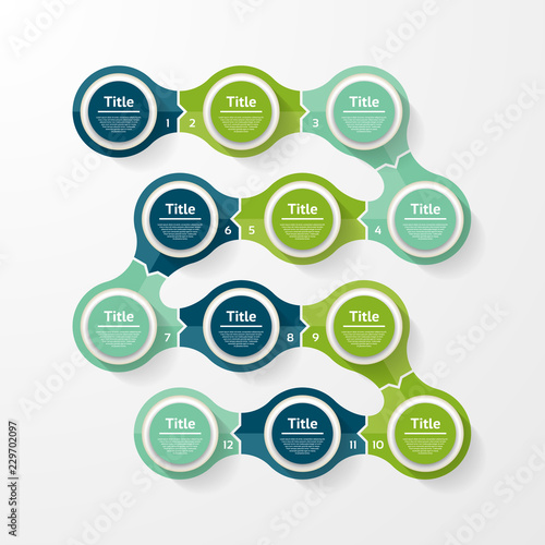 Vector infographic template for diagram, graph, presentation and chart. Business concept with 12 options, parts, steps or processes