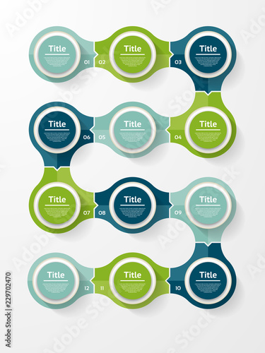 Vector infographic template for diagram, graph, presentation and chart. Business concept with 12 options, parts, steps or processes