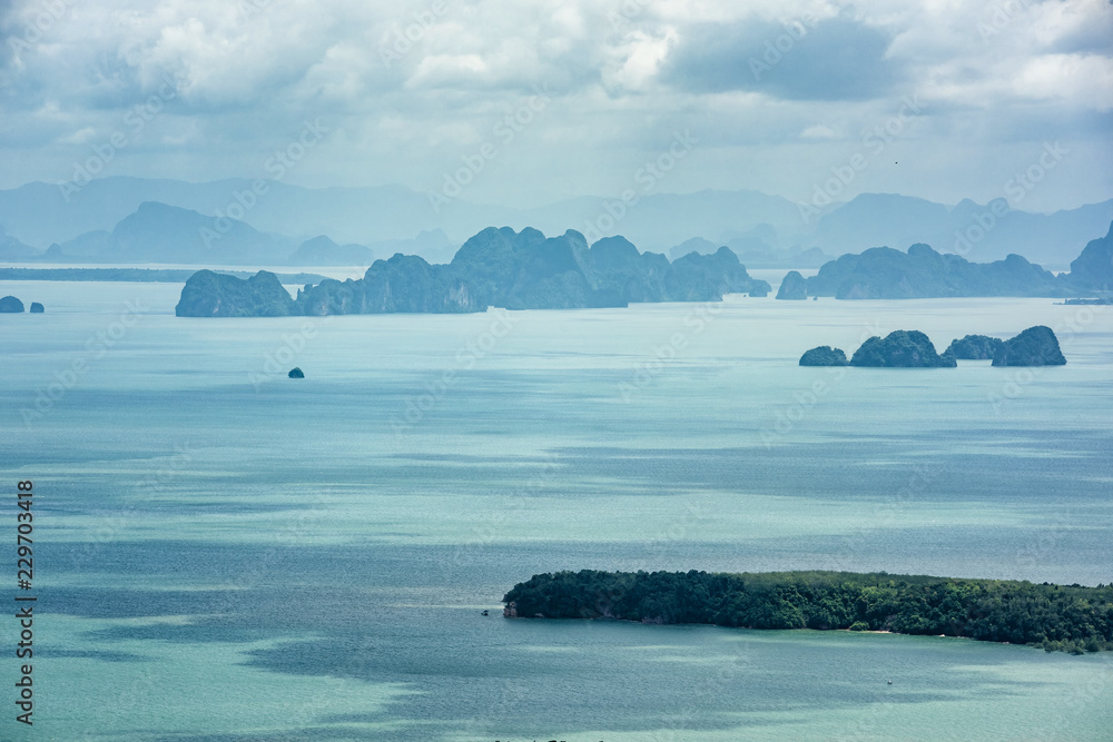 Fototapeta premium The scenic view on a sea with islands and the cliffs