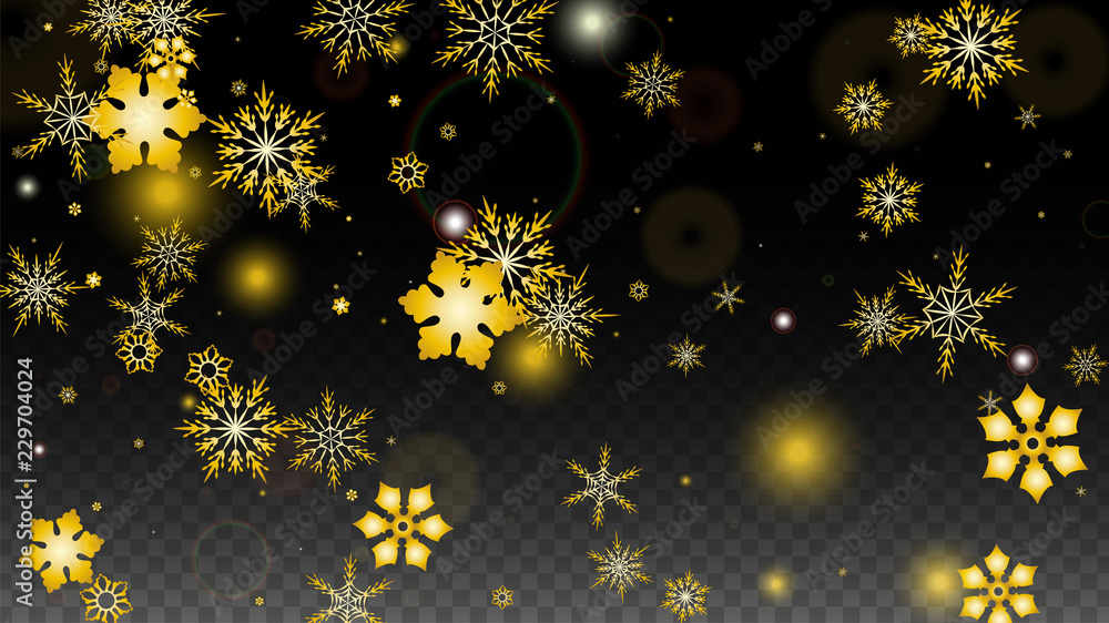 Christmas Vector Background with Gold Falling Snowflakes Isolated on ...