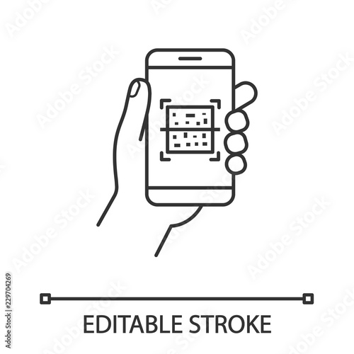 QR code smartphone scanner linear icon