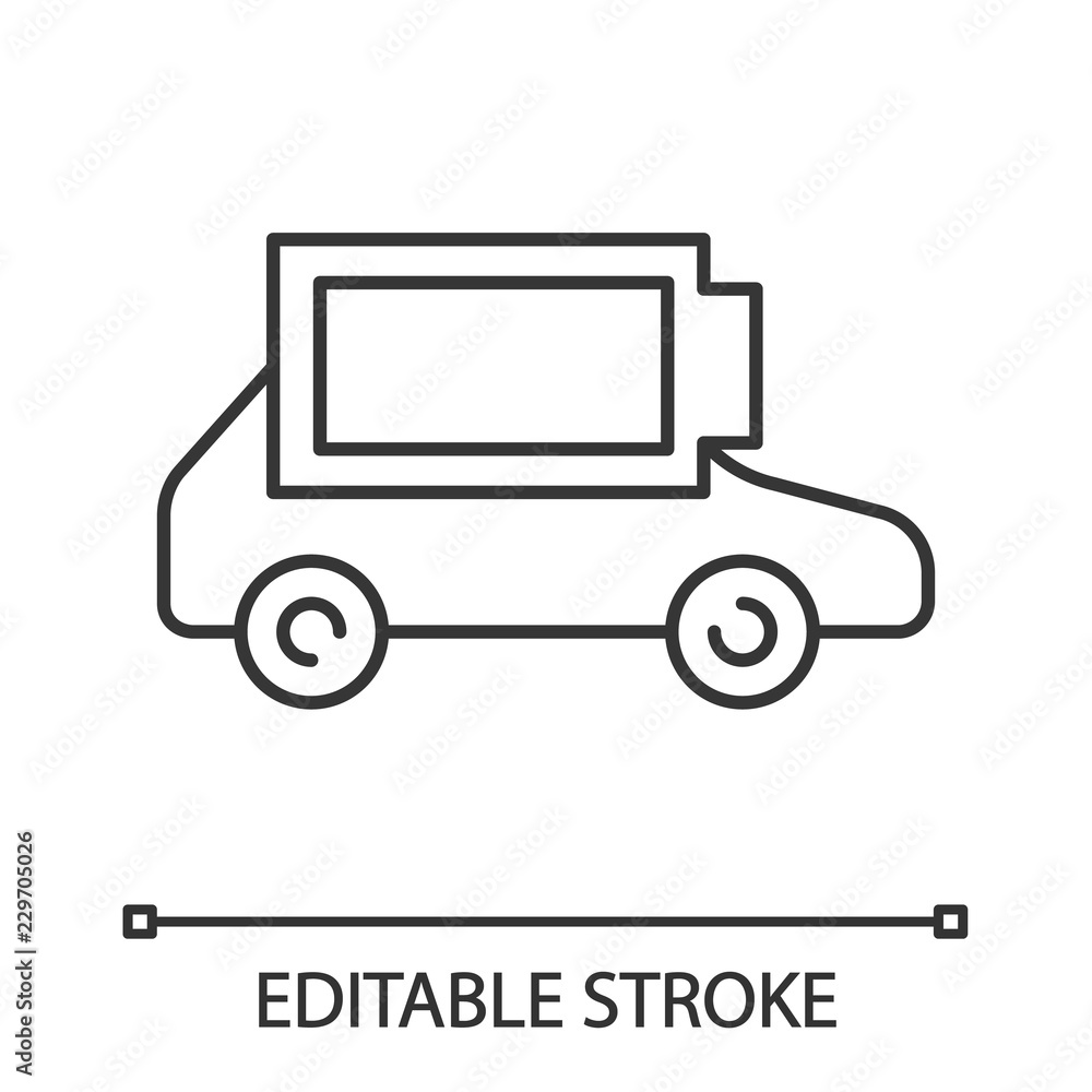 Fully charged electric car battery linear icon