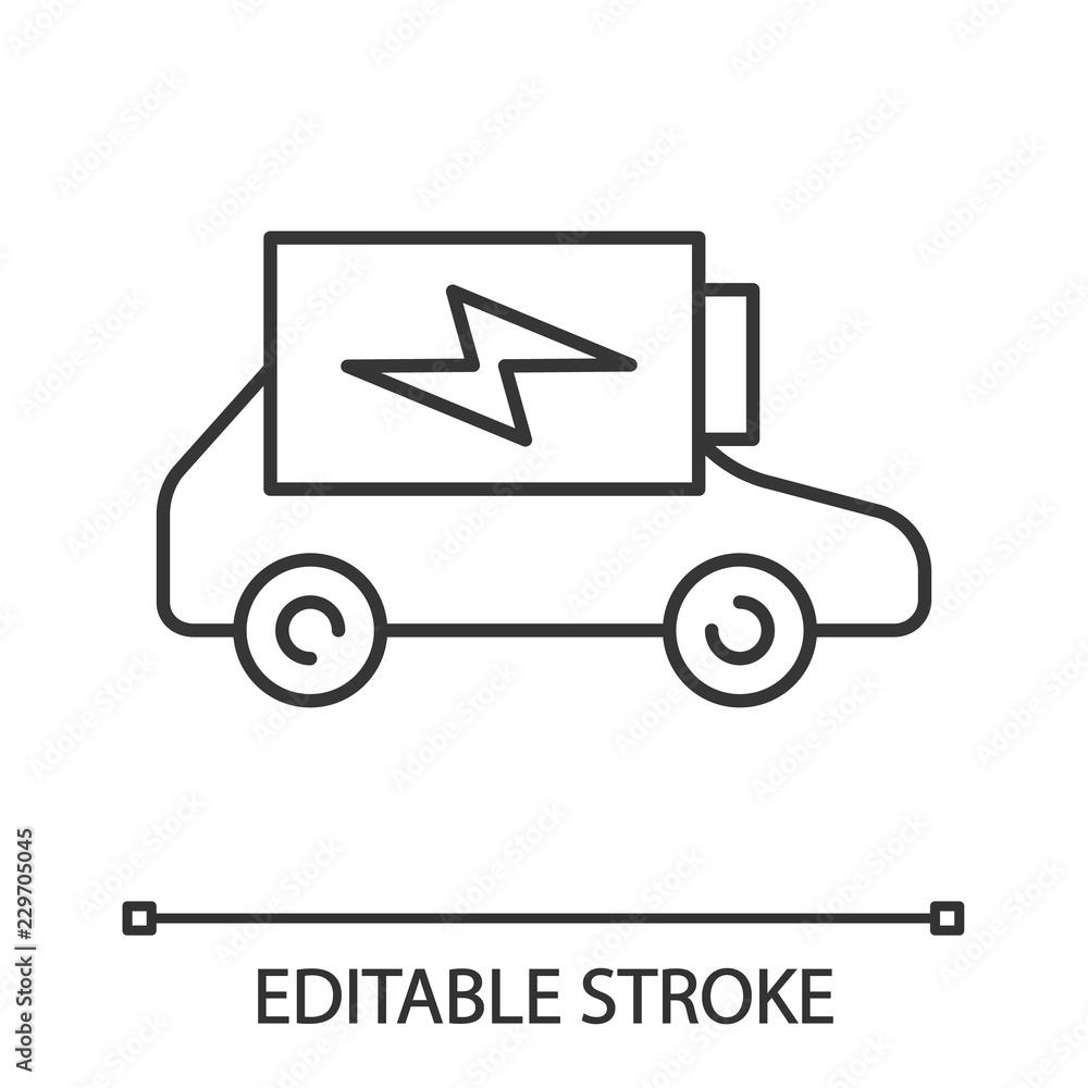 Electric car battery charging linear icon Electric car battery charging linear icon