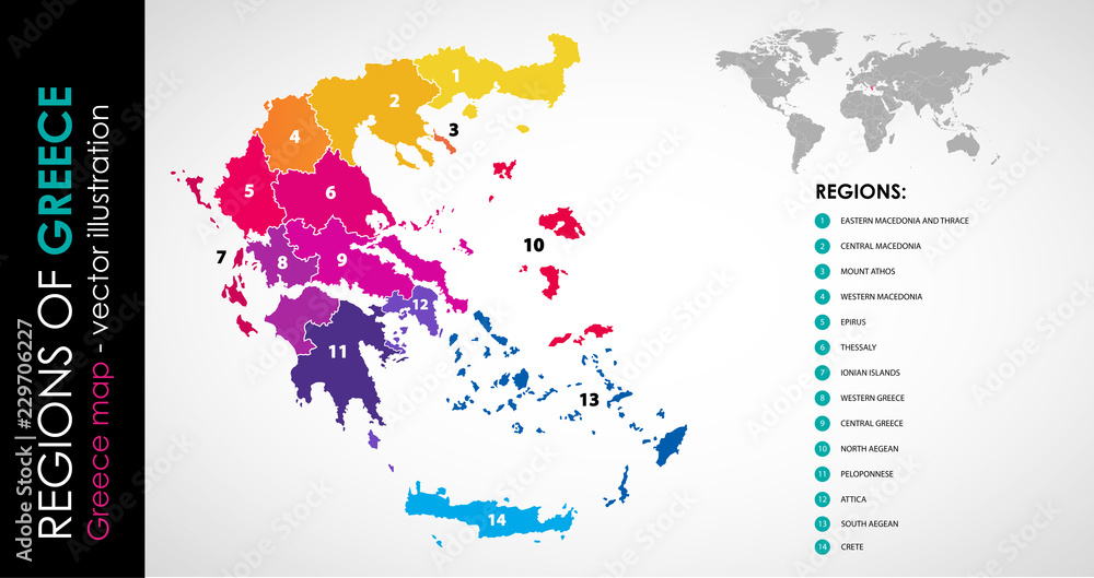 Vector Map Of Greece Regions Beautiful Colours Vector De Stock Adobe 