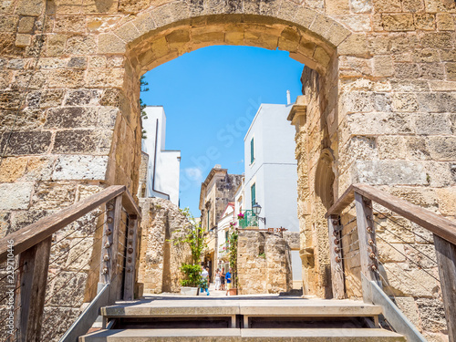 Otranto, Apulia, Italy - Jul 09, 2018: The old town of Otranto in Italy, province of Lecce (Apulia, Italy), in a fertile region once famous for its breed of horses. photo