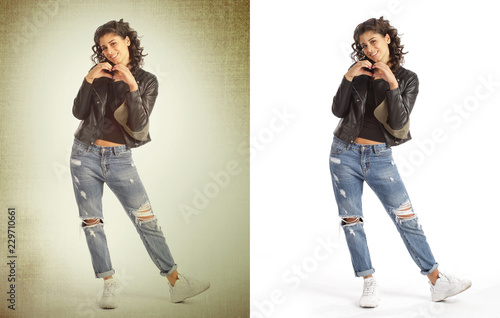 Photos Amore a forma di cuore - Ragazza Innamorata con scontorno