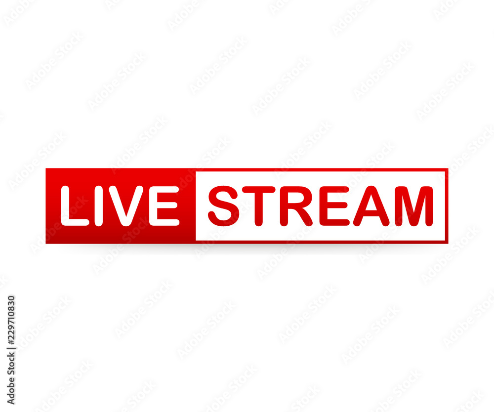 Red Live Stream Icon on white background. Vector illustration Red Live Stream Icon on white background. Vector illustration
