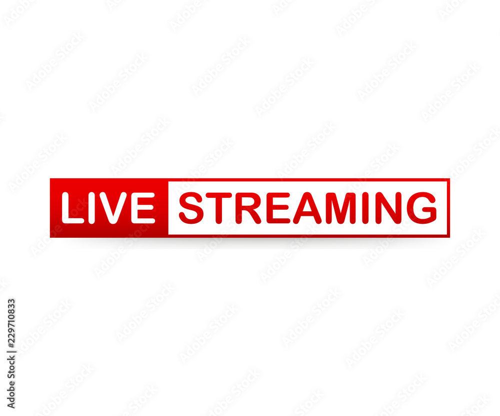 Red Live Streaming Icon on white background. Vector illustration Red Live Streaming Icon on white background. Vector illustration