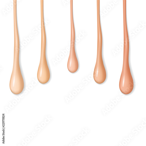 Liquid foundation drops isolated on white background. Vector elements of tone cream.