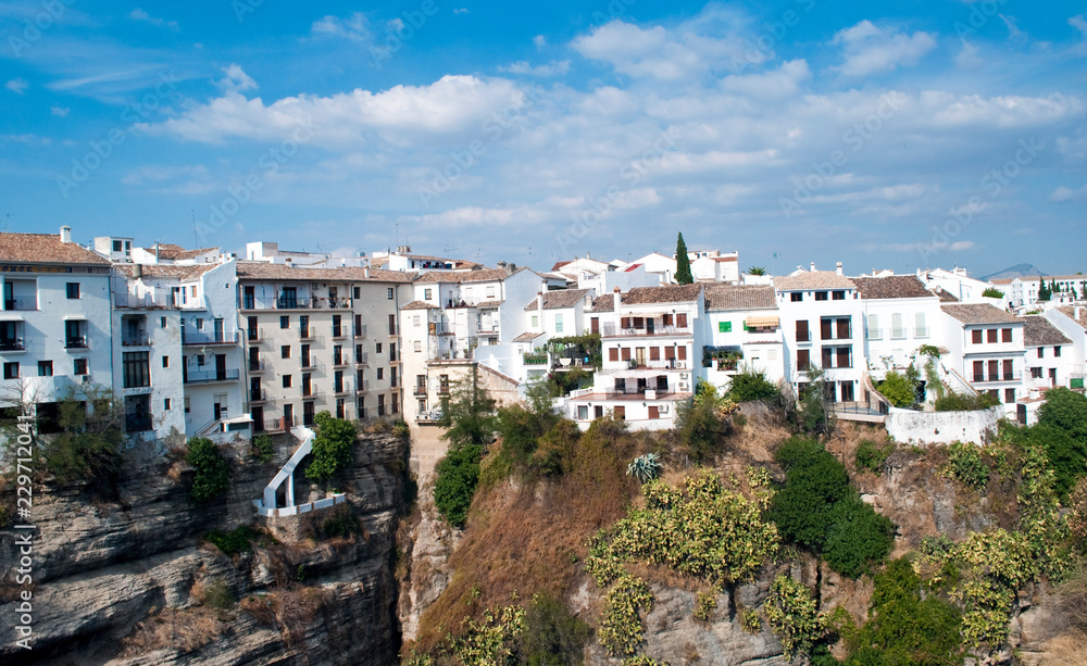 White houses located next to each other in the town of Ronda in Malaga