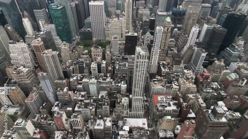 Aerial view of Manhattan skyscrapers at day time