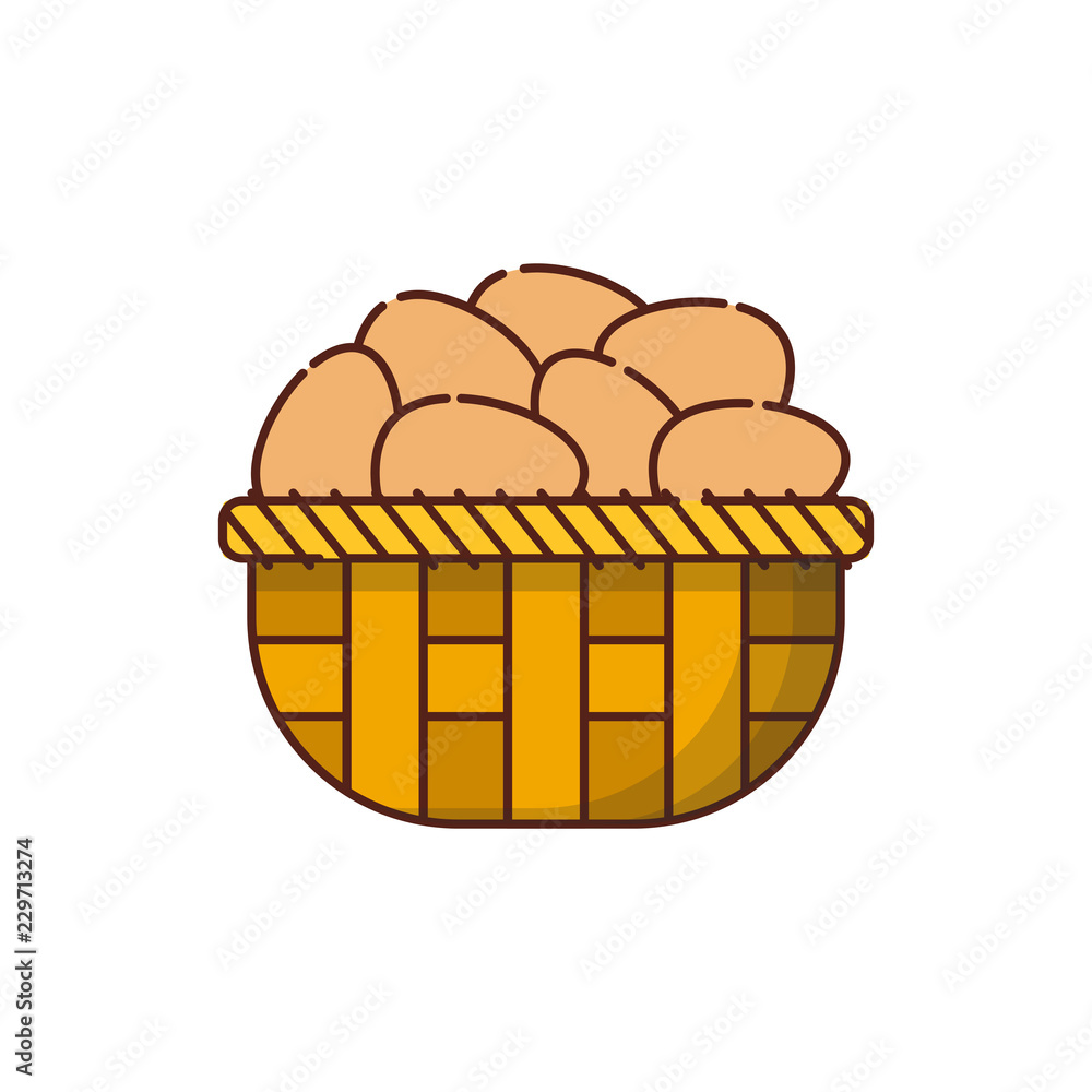 Vector eggs in basket isolated on white background Vector eggs in basket isolated on white background