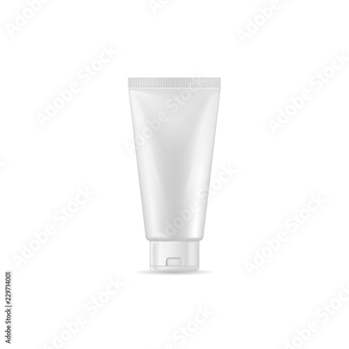 Realistic plastic tube isolated on white background. Vector mockup for brand template.