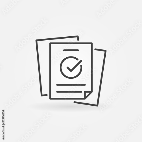 Papers with checkmark linear vector concept icon