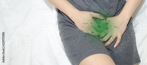 Asian women With itching Female genitalia.Itching of the female organs.