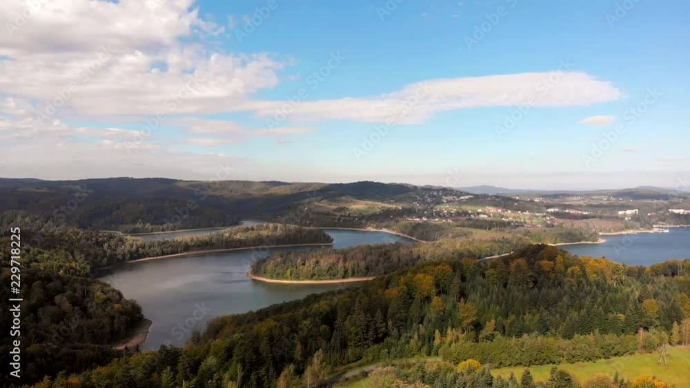 View of the Solinskie lake. View from the drone. View of the Solinskie lake. View from the drone.