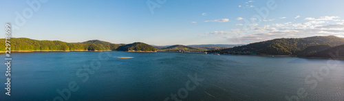 View of the Solinskie lake. Panorama from drone.