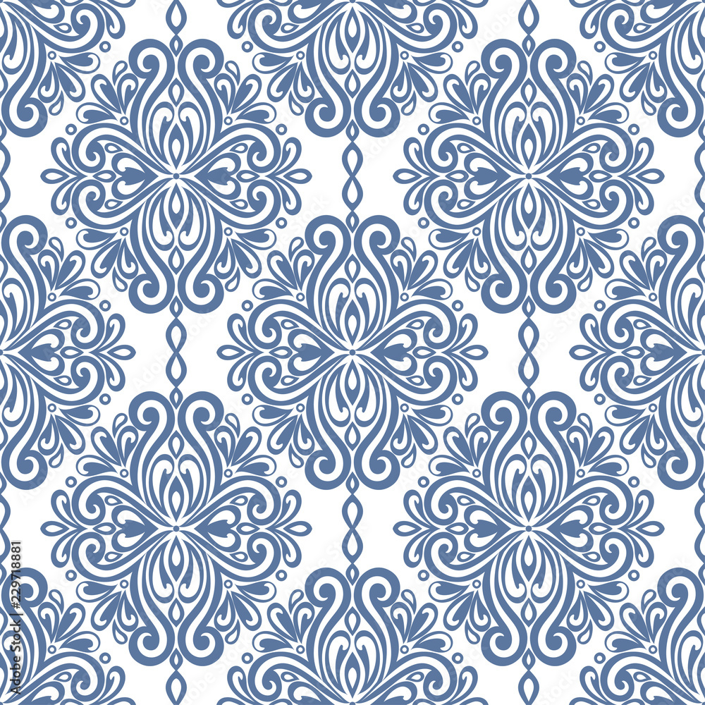 Blue and white damask vector seamless pattern, wallpaper. Elegant classic  texture. Luxury ornament. Royal, Victorian, Baroque elements. Great for  fabric and textile, wallpaper, or any desired idea Stock Vector | Adobe  Stock