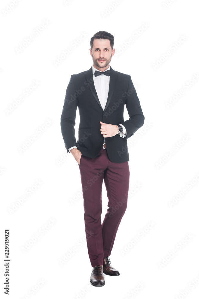 young handsome man in fashionable suit isolated on white young handsome man in fashionable suit isolated on white