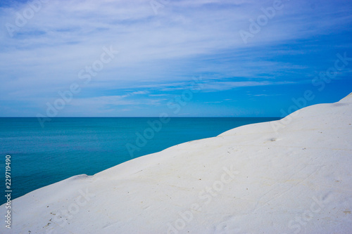 Seascape with white honed rock