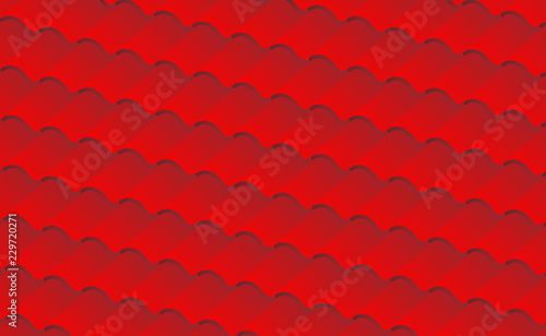 Isometric red background roof tile, pattern for house covering in color vector illustration
