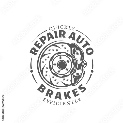 Car service label isolated on white background
