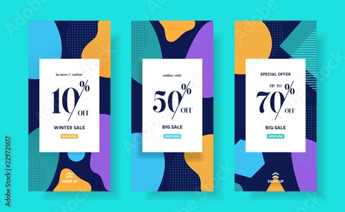 Instagram stories sale template, instagram stories mock up vector illustration concept