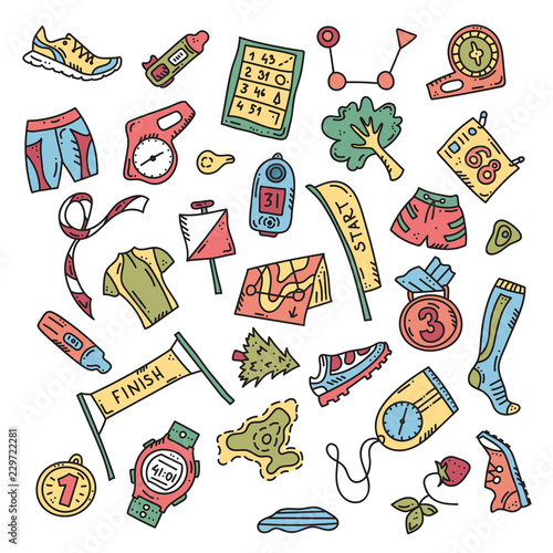 orienteering sport equipment. Vector illustration