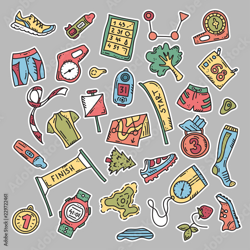 orienteering sport equipment. Vector illustration