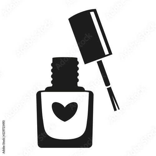Black and white open nail polish bottle silhouette