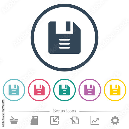 File options flat color icons in round outlines