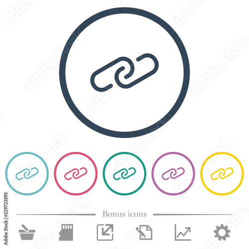 Paperclip flat color icons in round outlines
