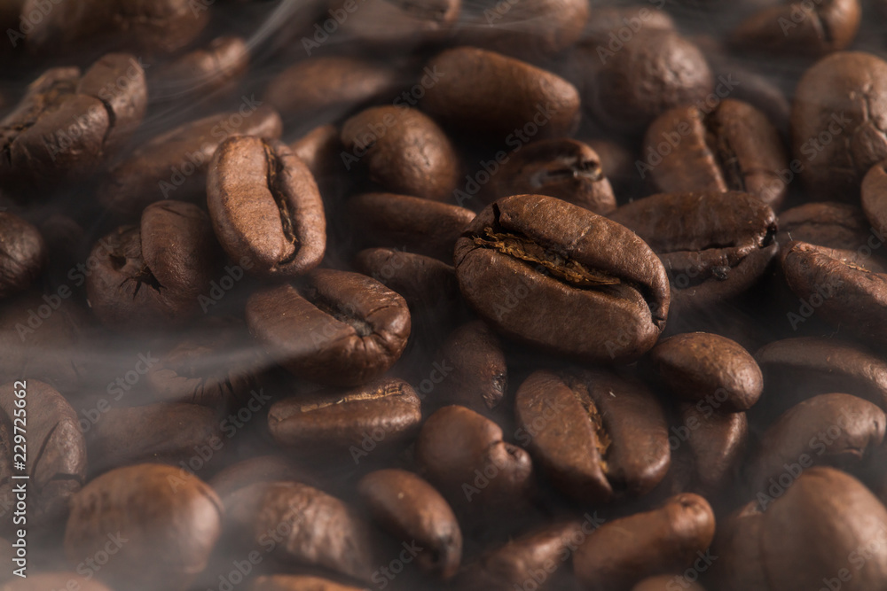 Naklejka premium coffee beans good smell aroma decorate cafe shop drinking in morning for wake up