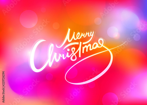Christmas Lettering On Red Abstract Background