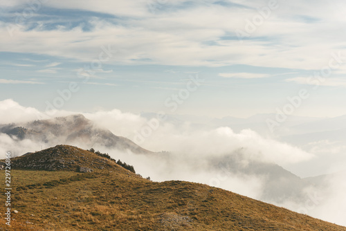 der Morgennebel am Monte Baldo löst sich auf