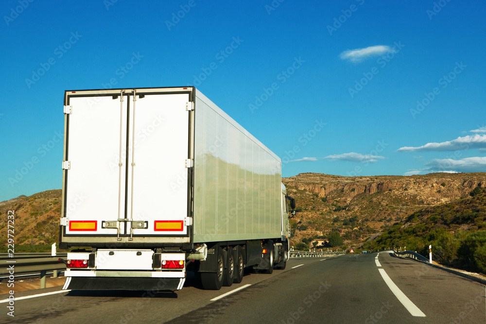 Large white lorry on Motorway